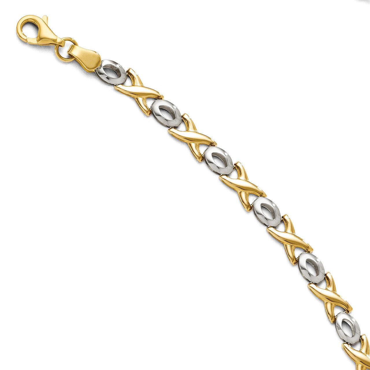 Leslie&#39;s Polished Bracelet 7.25 Inch - 14k Gold Two-tone HB-LF263-7.25, MPN: LF263-7.25, 8867742843…