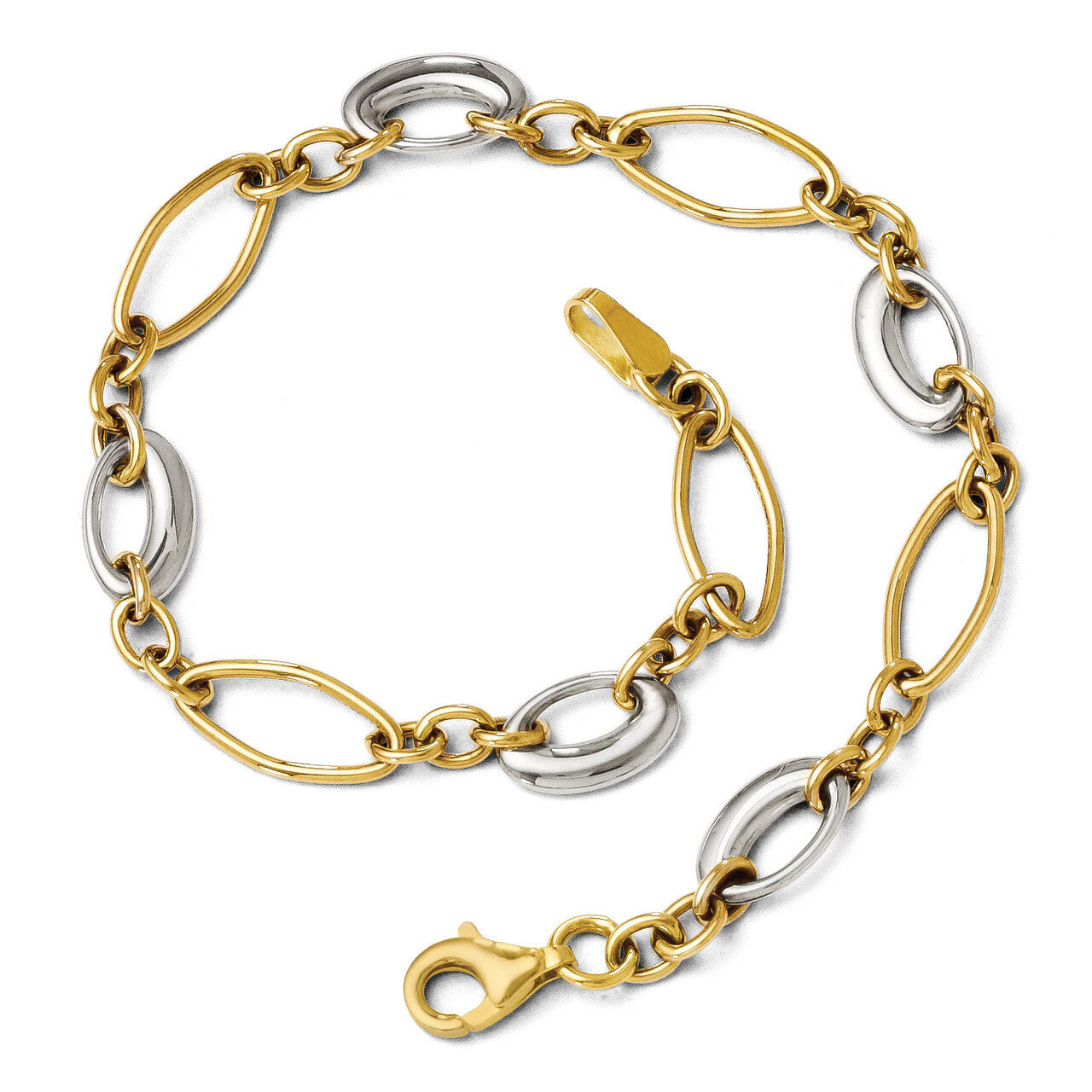 Leslie&#39;s Polished Fancy Link Bracelet 7.25 Inch - 14k Gold Two-tone HB-LF264-7.25, MPN: LF264-7.25,…