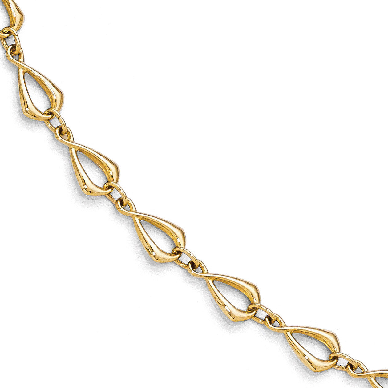 Polished Fancy Link Bracelet 7.5 Inch - 14k Gold HB-LF278-7.5