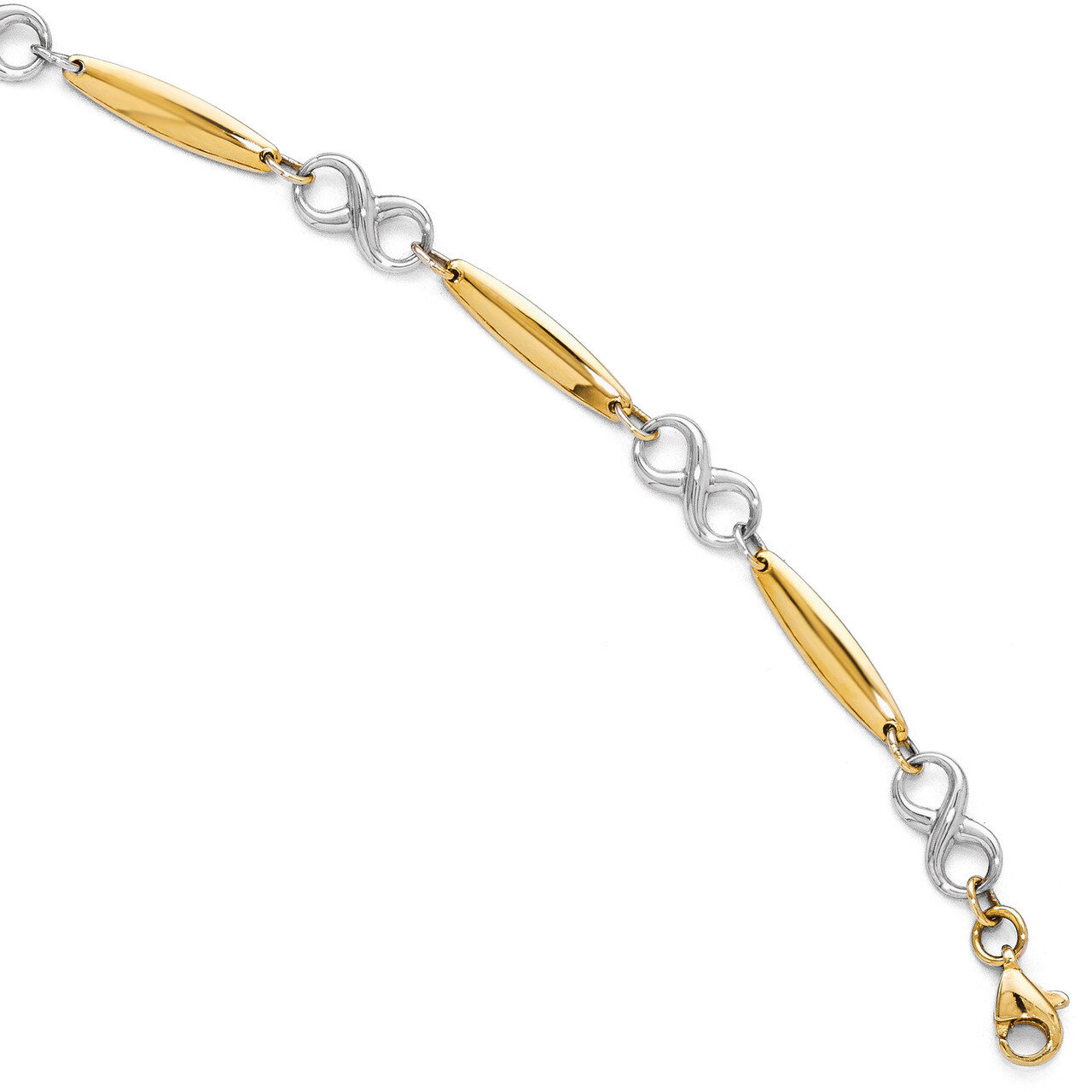 Leslie&#39;s Polished Bracelet 7.75 Inch - 14k Gold Two-tone HB-LF281-7.75, MPN: LF281-7.75, 8867745686…