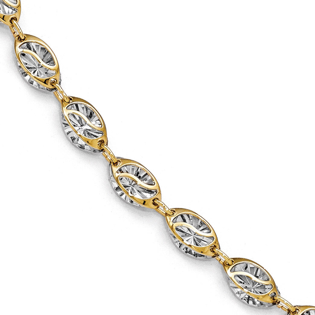 Leslie&#39;s White Rhodium Polished and Diamond-cut Bracelet 7.5 Inch - 14k Gold HB-LF282-7.5, MPN: LF2…