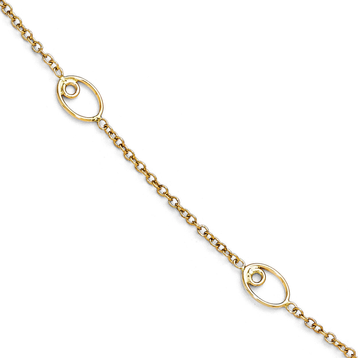 Polished Anklet with 1 Inch Extension - 14k Gold HB-LF295-10