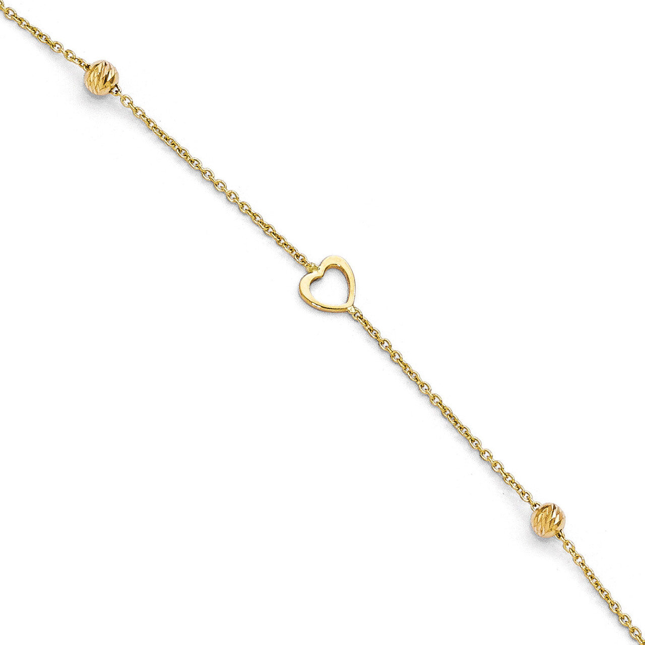 Leslie&#39;s Polished and Diamond-cut Heart Anklet with 1 Inch Extension - 14k Gold HB-LF304-10, MPN: L…
