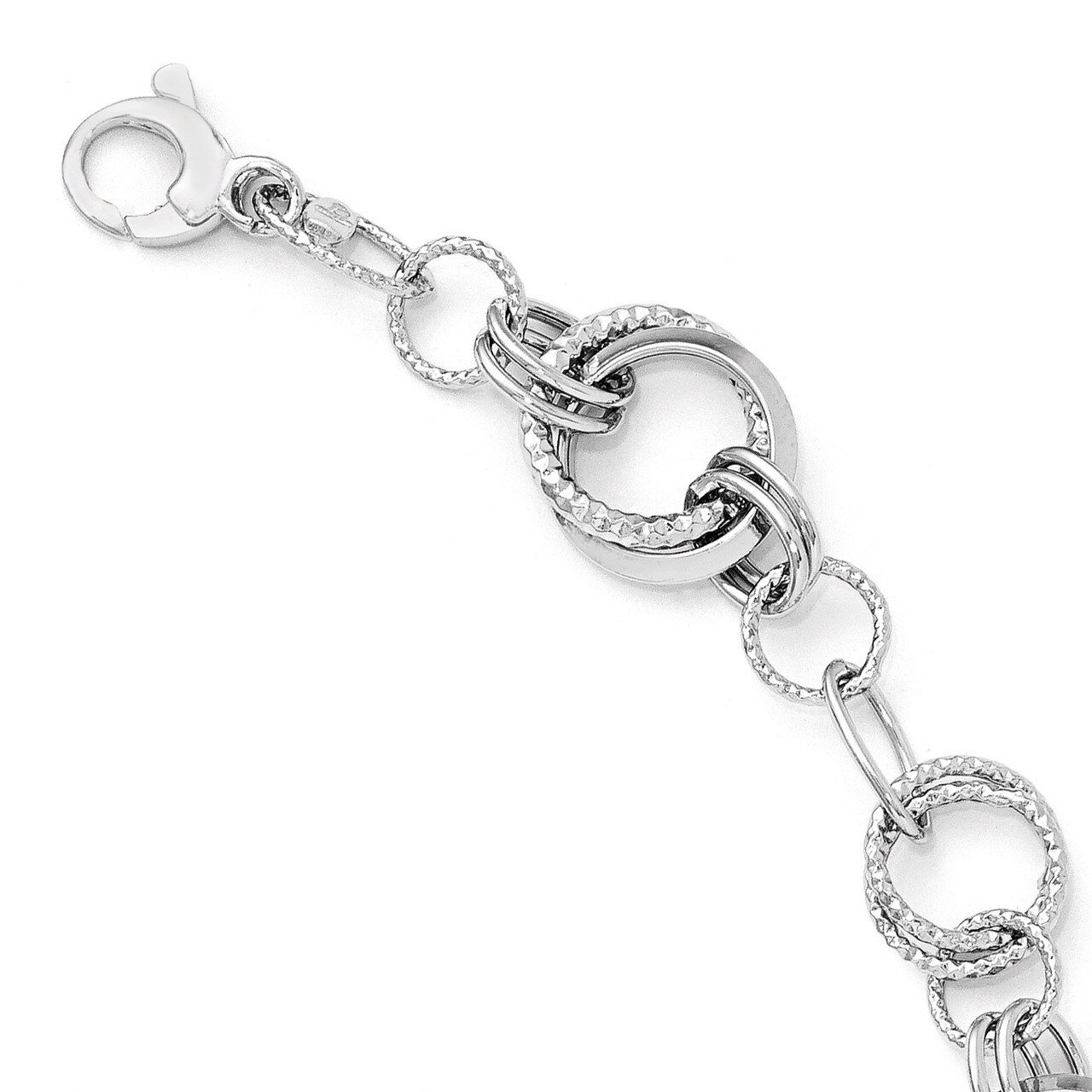 Leslie&#39;s Polished &amp; Textured Fancy Link Bracelet 7 Inch - 14k White Gold HB-LF319-7, MPN: LF319-7, …