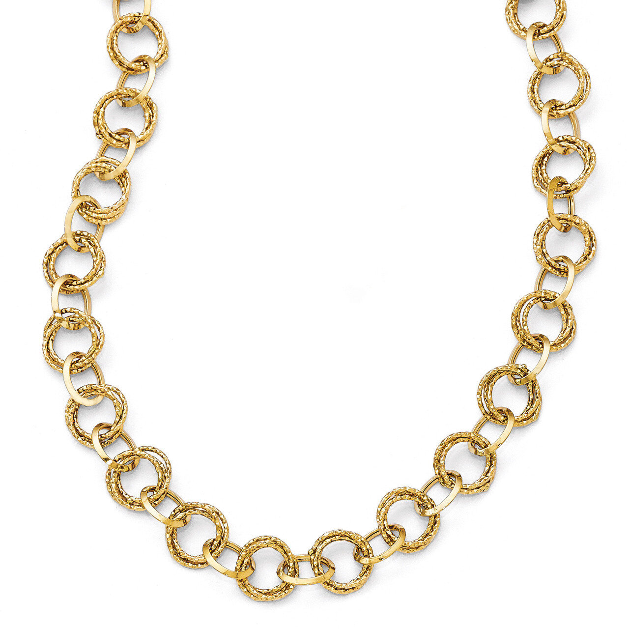 Leslie&#39;s Polished and Textured Fancy Link Necklace - 14k Gold HB-LF356-17.5, MPN: LF356-17.5, 88677…