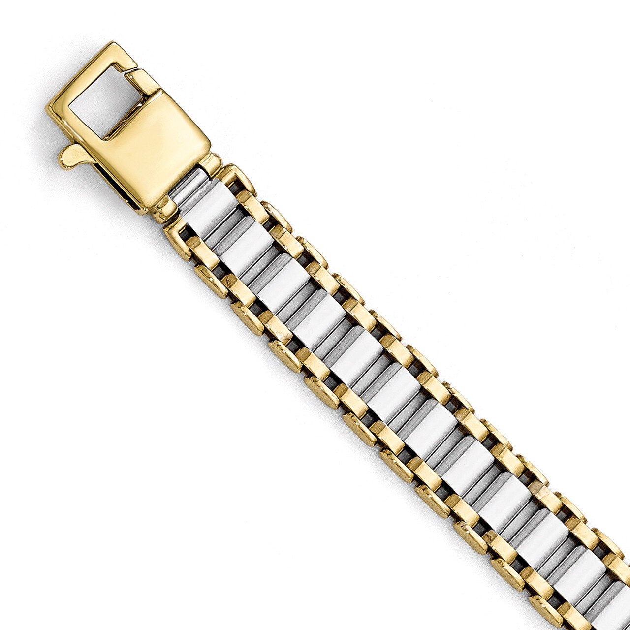 Polished Link Mens Bracelet 8.25 Inch - 14k Gold Two-tone HB-LF399-8.25