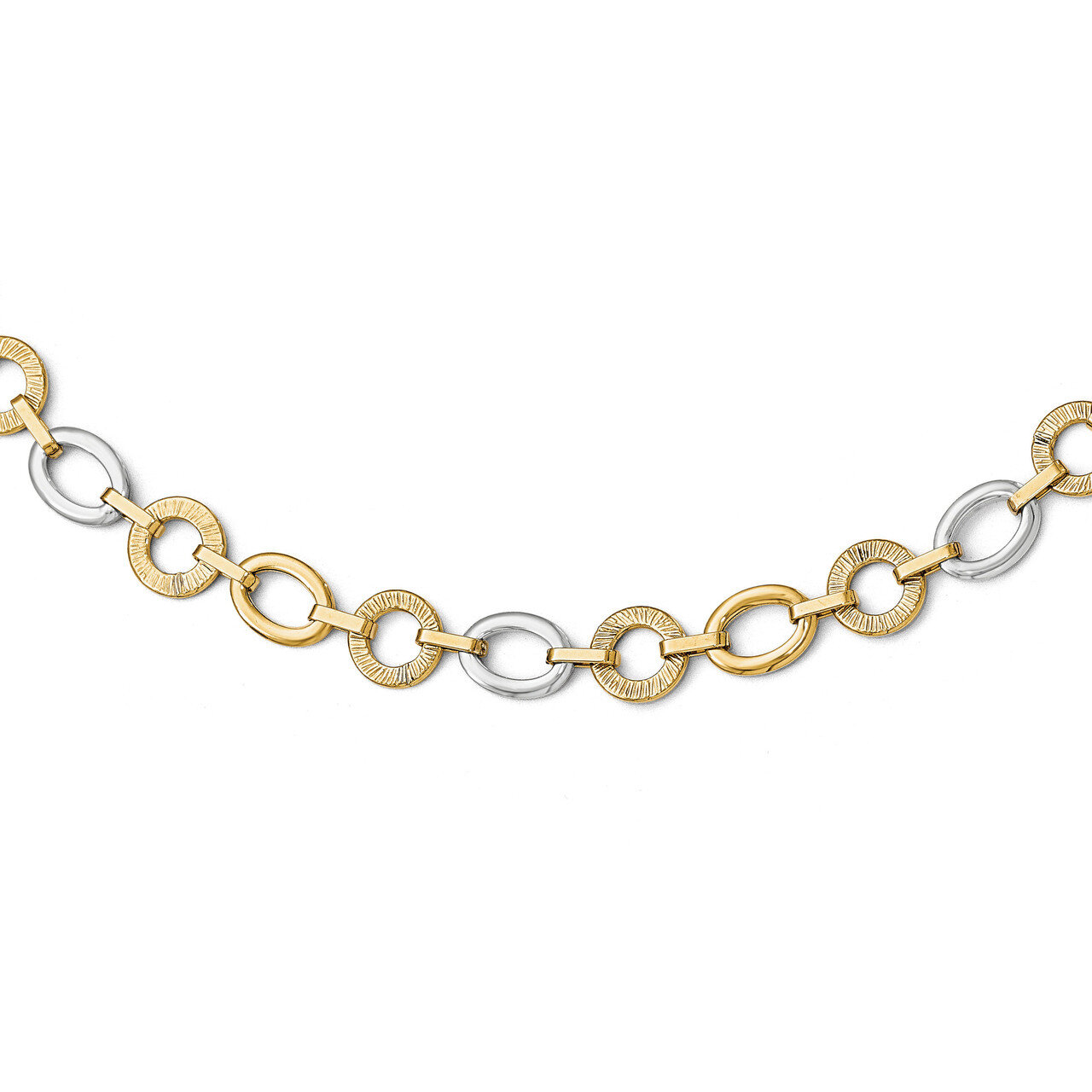 Leslie&#39;s Polished Textured Fancy Necklace - 14k Gold Two-tone HB-LF420-18, MPN: LF420-18, 886774971…