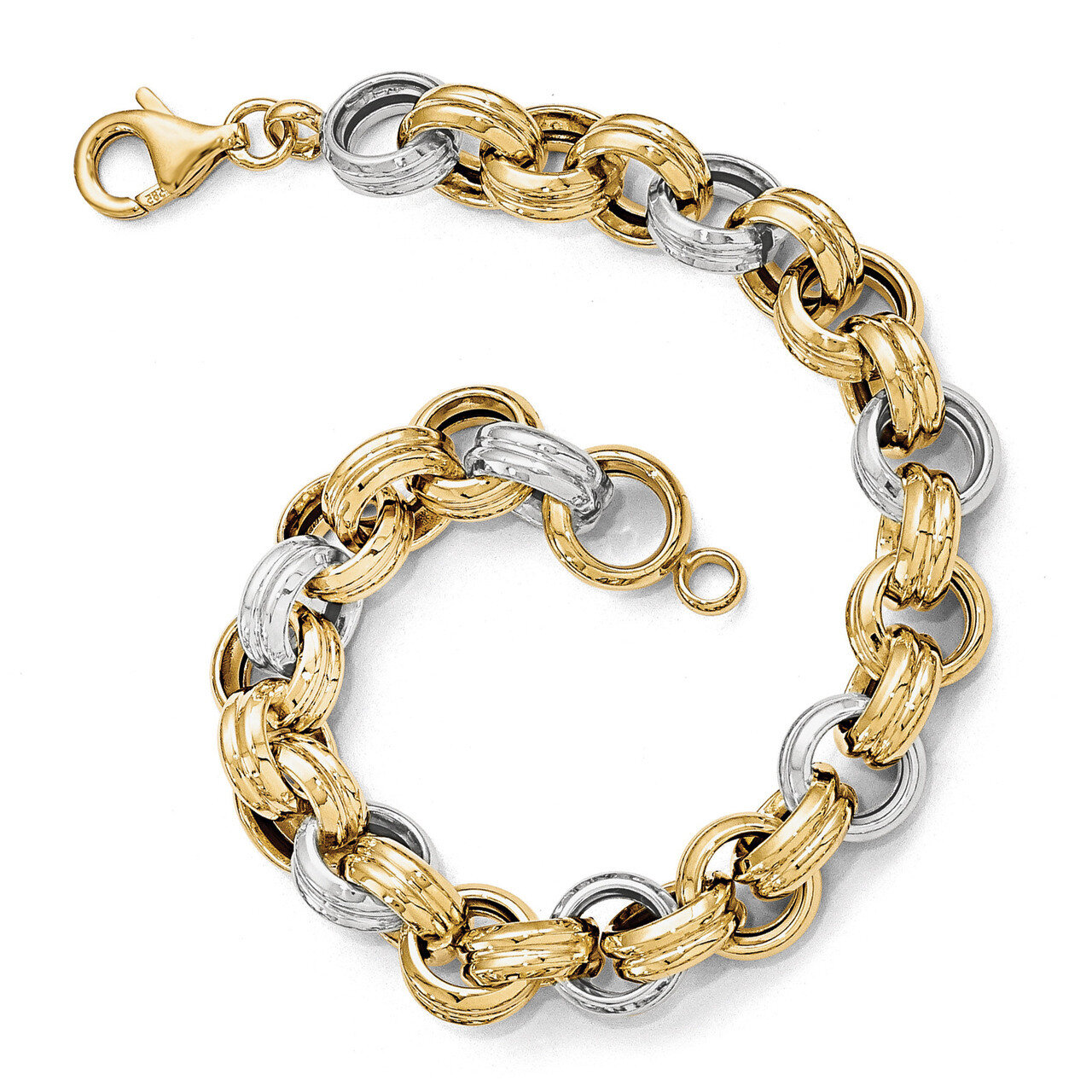 Leslie&#39;s Polished Fancy Link Bracelet 8 Inch - 14k Gold Two-tone HB-LF427-8, MPN: LF427-8, 88677496…
