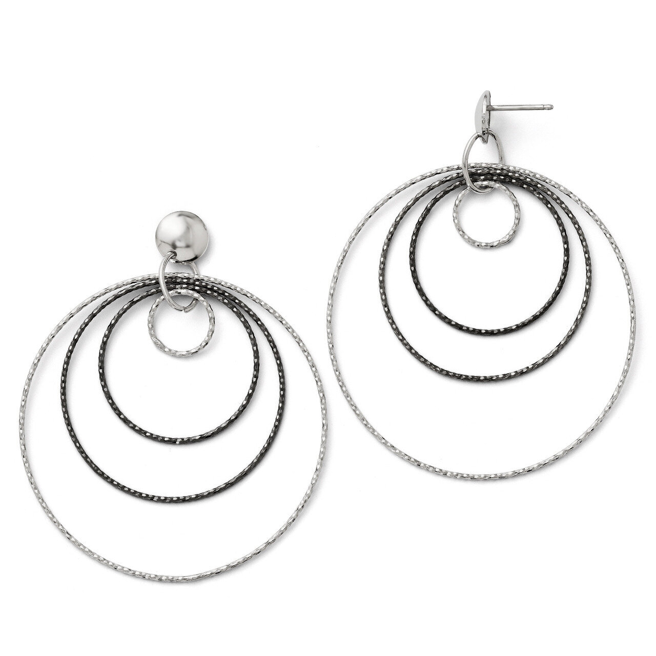 Leslie&#39;s Rhodium Plated Diamond-cut Post Hoop Earrings - Sterling Silver HB-QLE103, MPN: QLE103, 88…