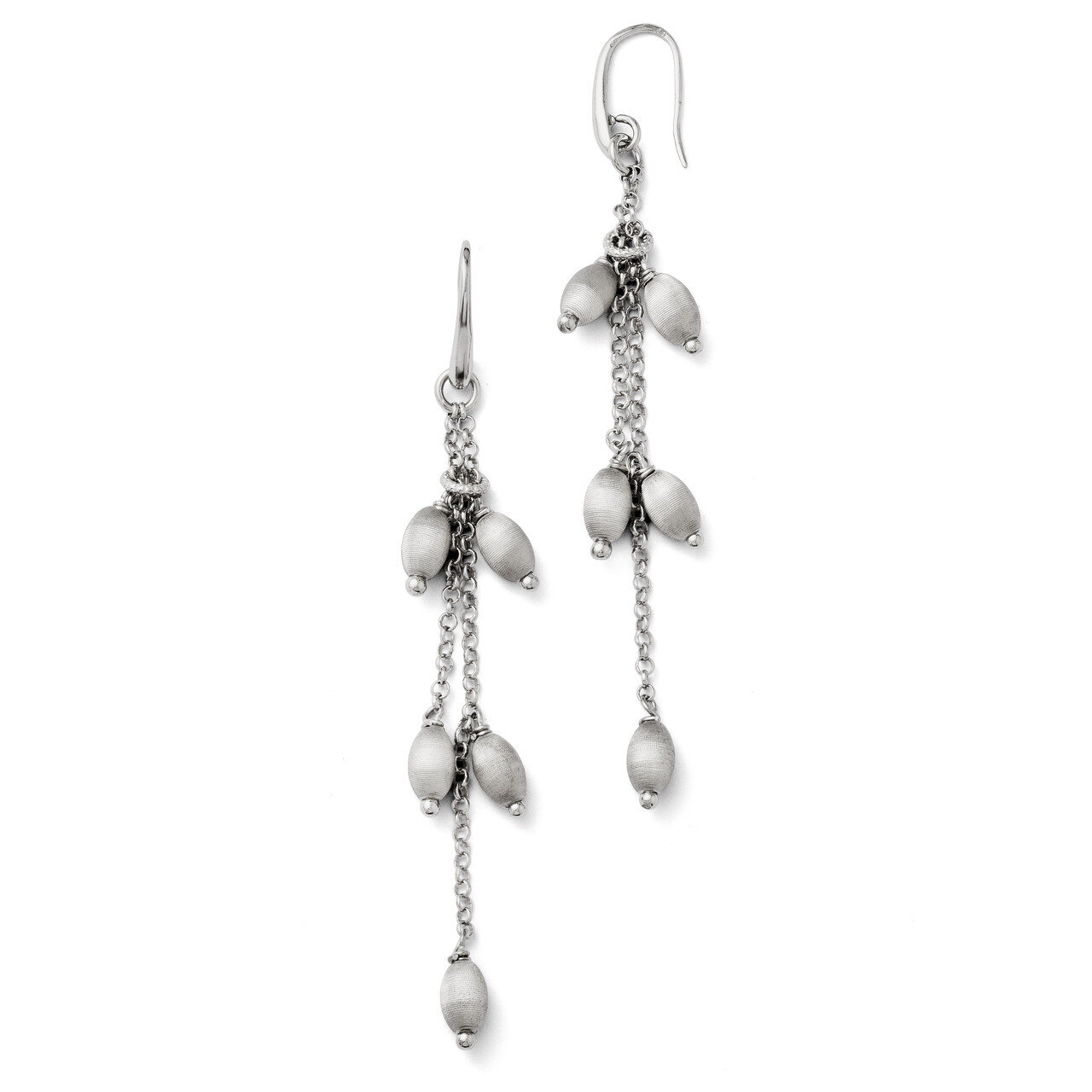 Leslie&#39;s Textured Beads Triple Strand Dangle Earrings - Sterling Silver HB-QLE120, MPN: QLE120, 883…