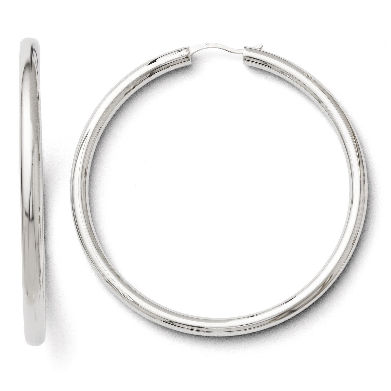 Rhodium-plated 3.5mm Tube Earrings - Sterling Silver HB-QLE148