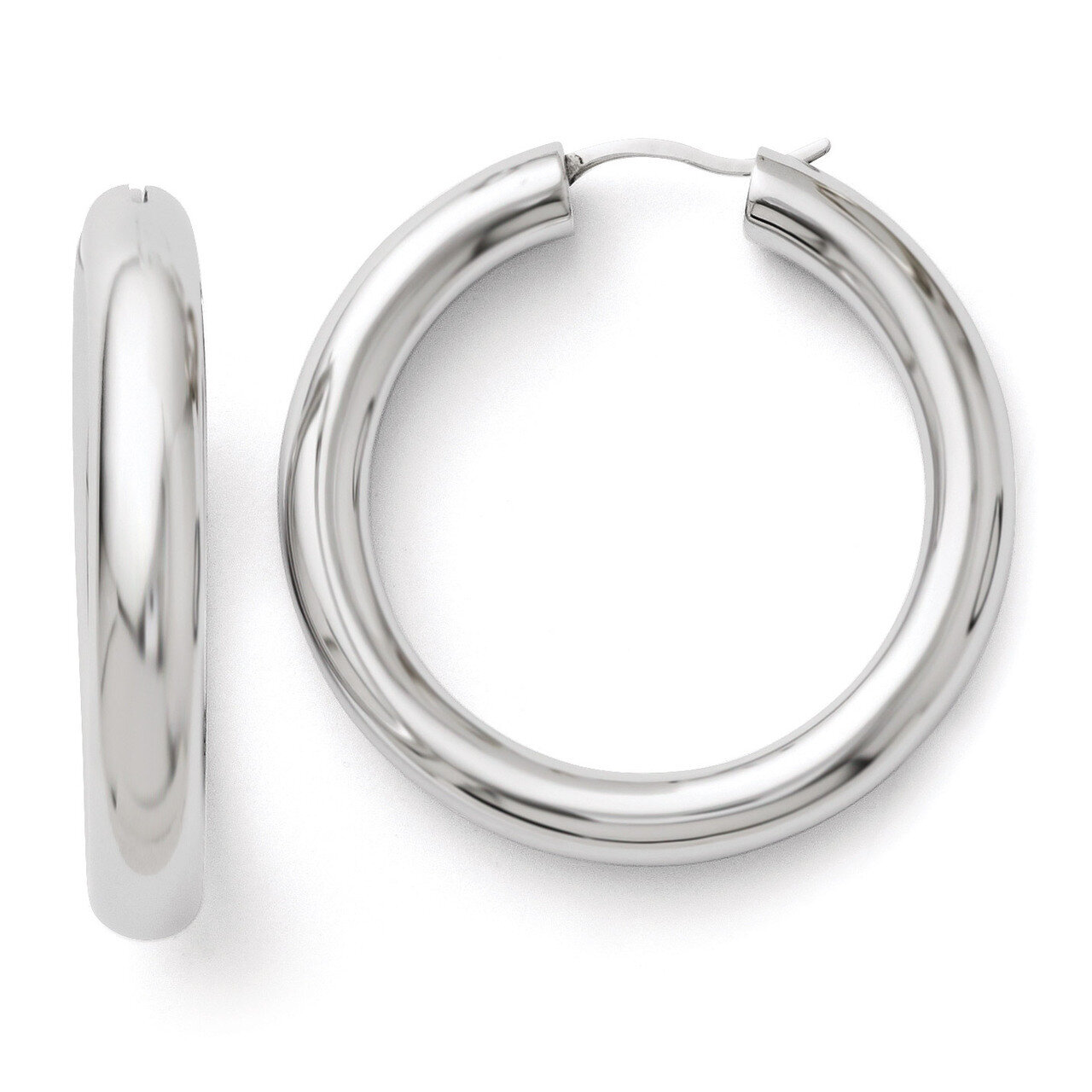 Rhodium-plated 5mm Tube Earrings - Sterling Silver HB-QLE151