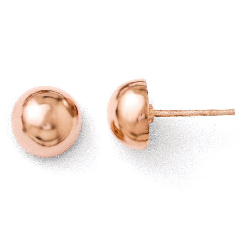 Leslie&#39;s Rose Gold-plated Polished 8-9mm Button Earrings - Sterling Silver HB-QLE201, MPN: QLE201, …