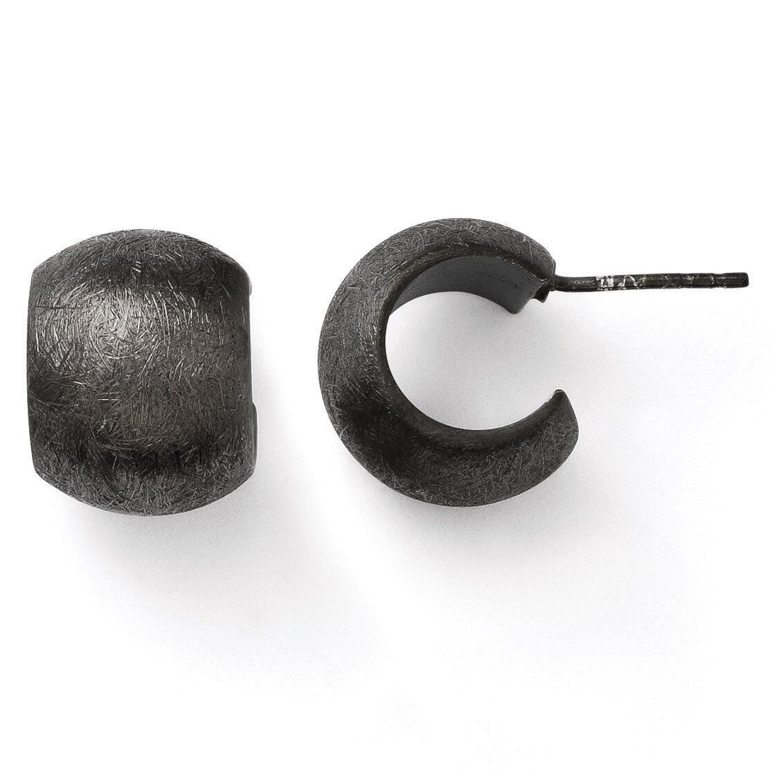 Leslie&#39;s Rhodium Plated Scratch Finish Huggy Post Earrings - Sterling Silver HB-QLE207, MPN: QLE207…
