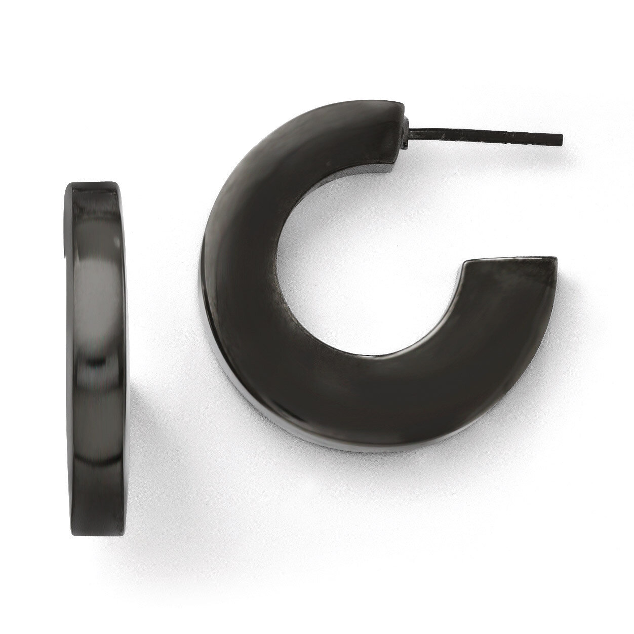 Leslie&#39;s Rhodium Plated Polished Square Tube Hoop Earrings - Sterling Silver HB-QLE219, MPN: QLE219…