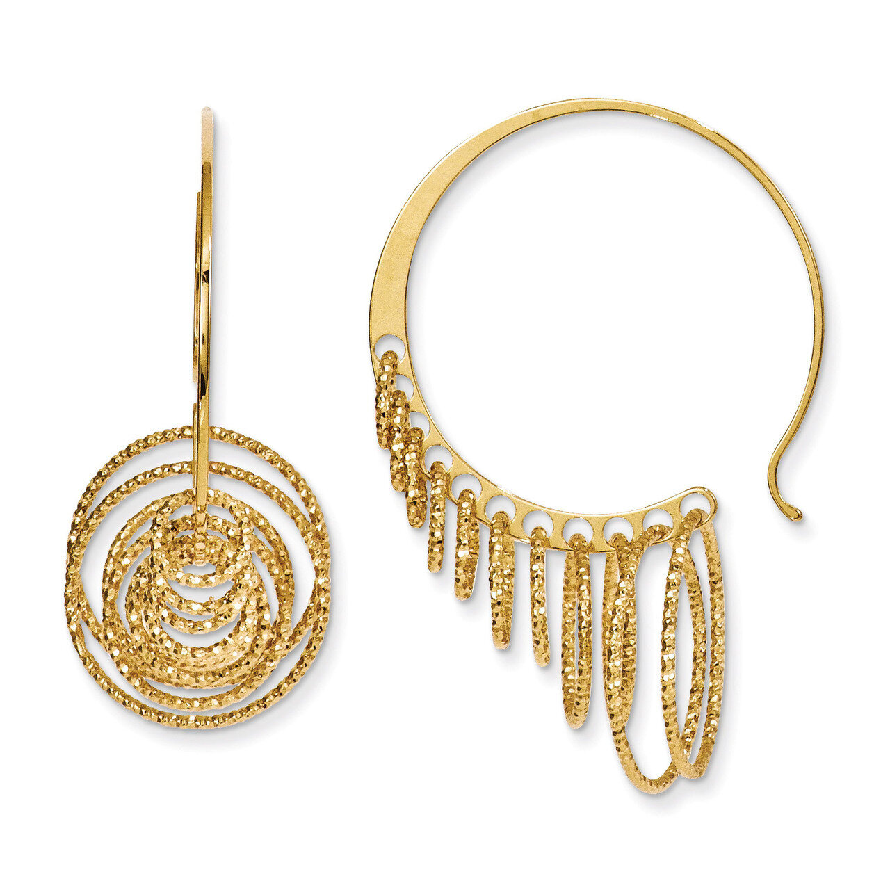 Leslie&#39;s Gold-plated Polished Laser-cut Hoop Earrings - Sterling Silver HB-QLE230, MPN: QLE230, 883…