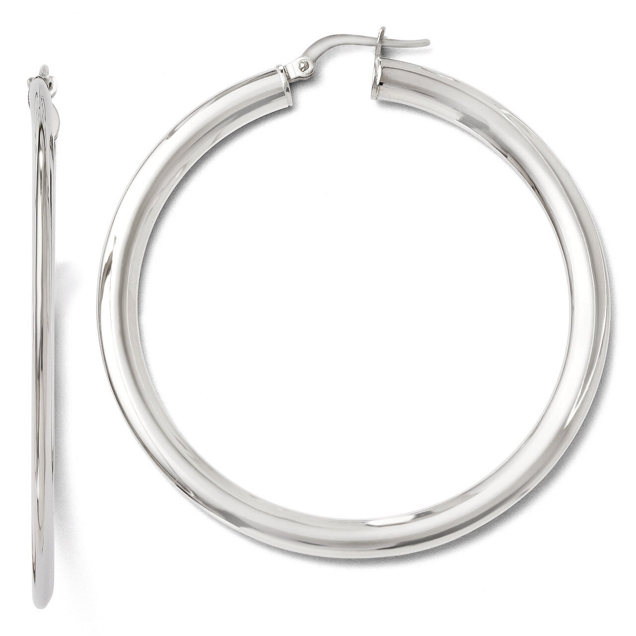 Leslie&#39;s Polished Hinged Hoop Earrings - Sterling Silver HB-QLE240, MPN: QLE240, 883957020556