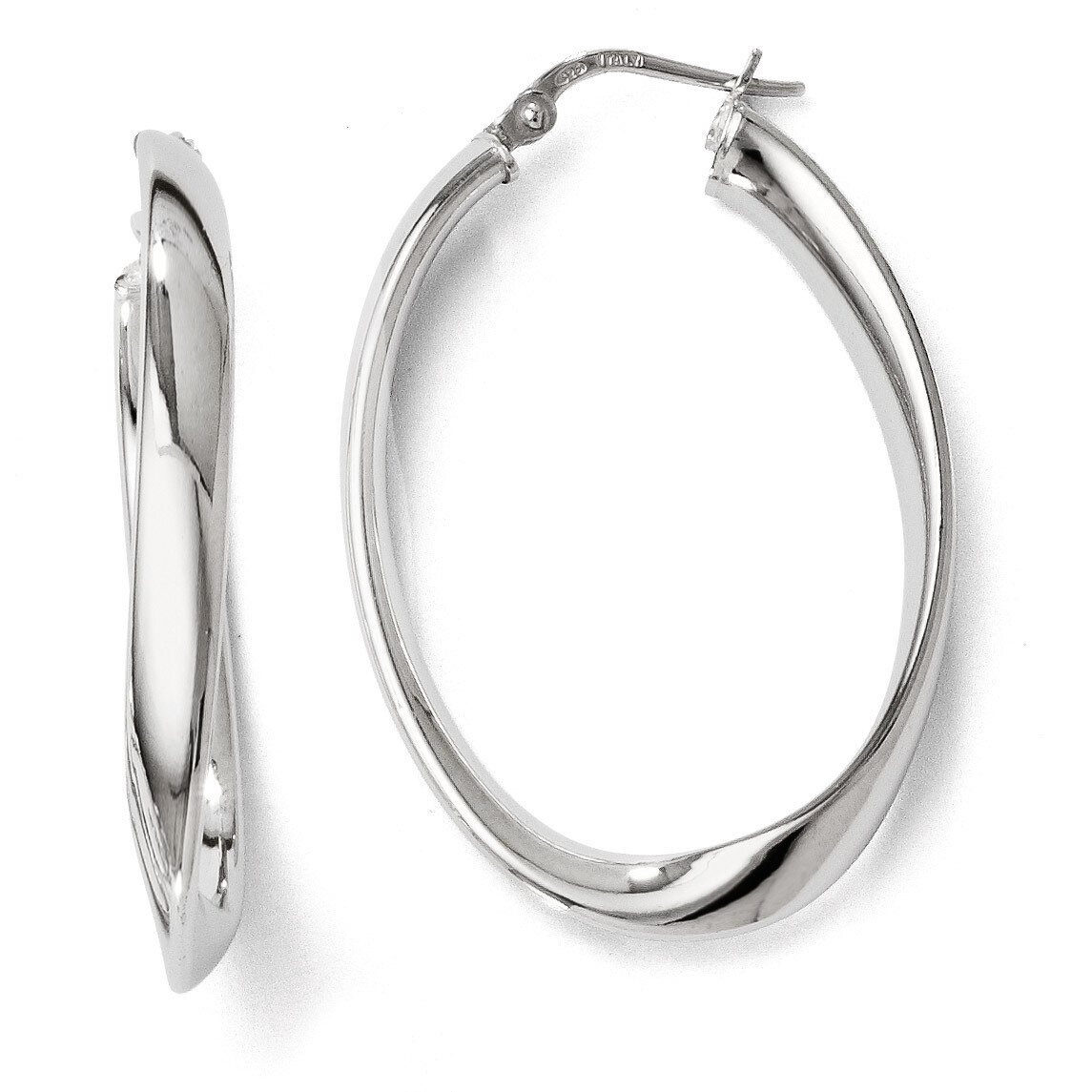 Leslie&#39;s Polished Twisted Oval Hoop Earrings - Sterling Silver HB-QLE252, MPN: QLE252, 883957020594