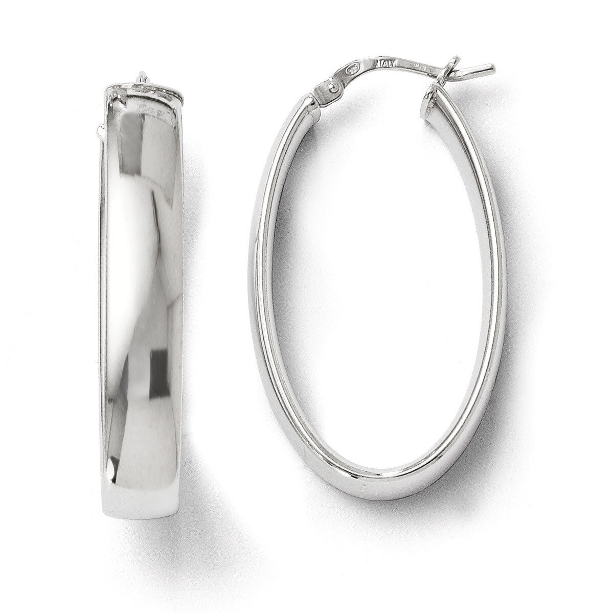Polished Oval Hinged Hoop Earrings - Sterling Silver HB-QLE265