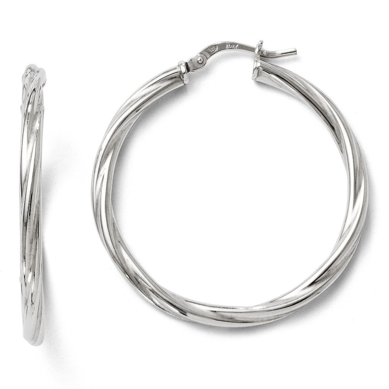 Polished Twisted Hinged Hoop Earrings - Sterling Silver HB-QLE267