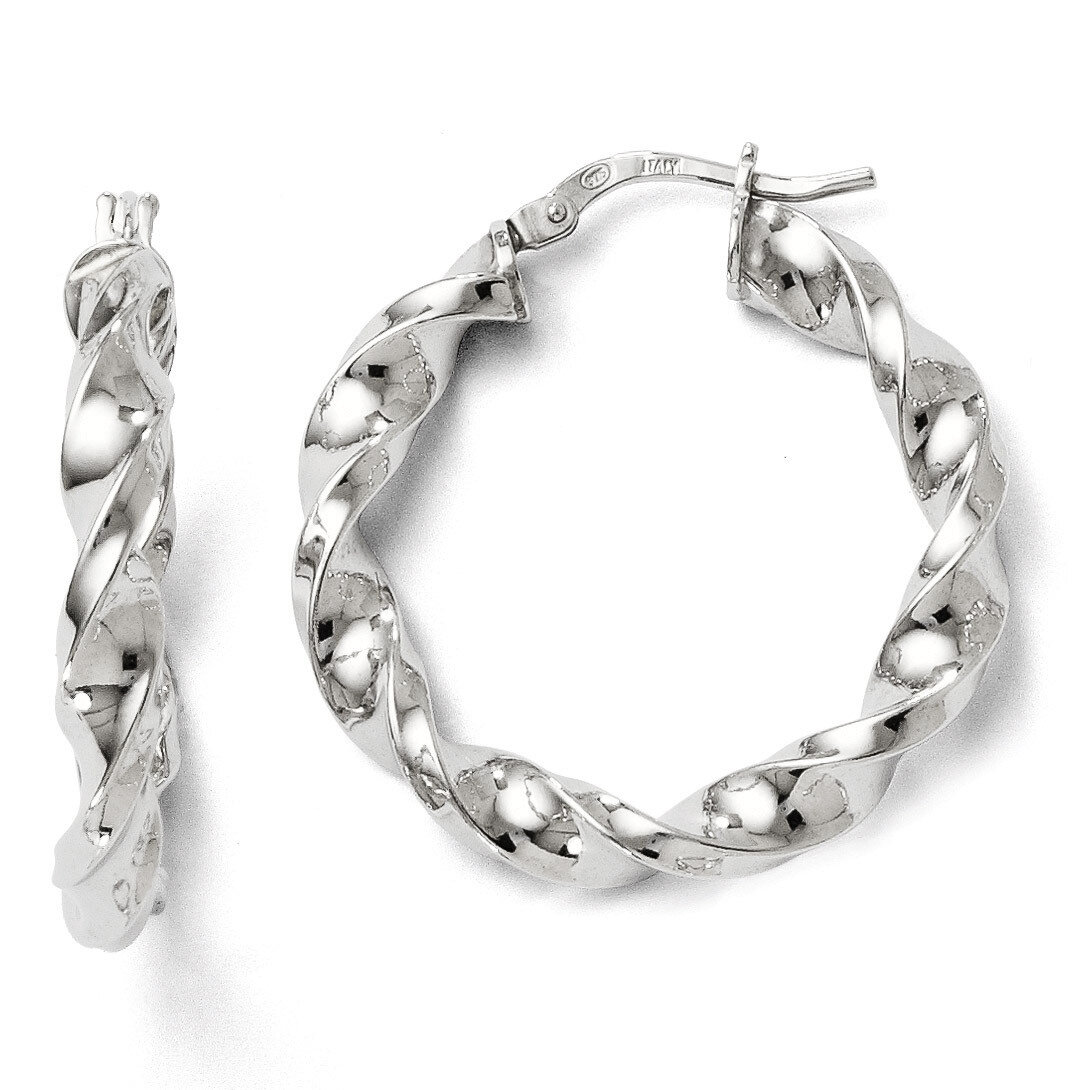 Leslie&#39;s Polished Twisted Hinged Hoop Earrings - Sterling Silver HB-QLE269, MPN: QLE269, 8839570206…