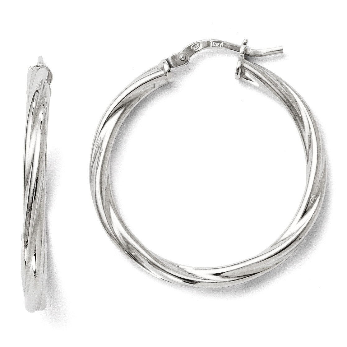 Leslie&#39;s Polished Twisted Hinged Hoop Earrings - Sterling Silver HB-QLE272, MPN: QLE272, 8867745697…