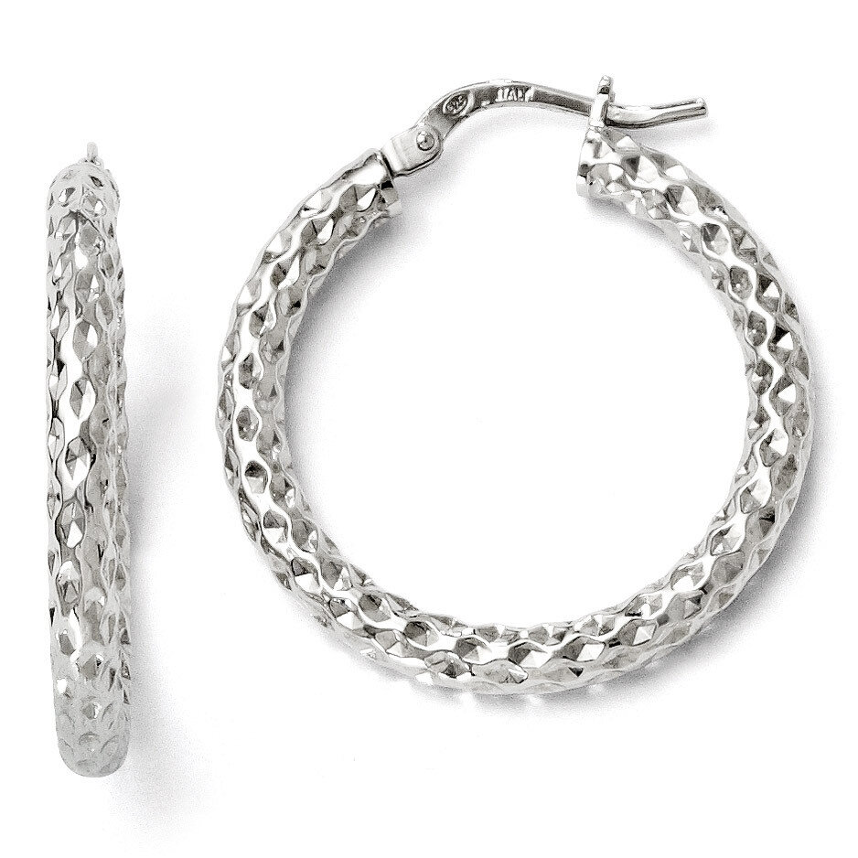 Leslie&#39;s Polished &amp; Textured Hinged Hoop Earrings - Sterling Silver HB-QLE274, MPN: QLE274, 8867742…