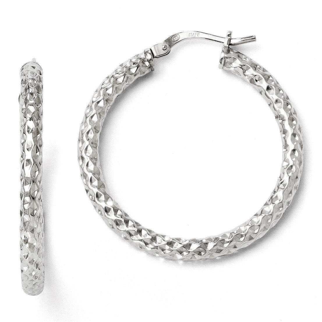 Leslie's Polished &amp; Textured Hinged Hoop Earrings - Sterling Silver HB-QLE275, MPN: QLE275, 8839570…