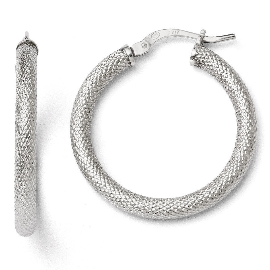 Leslie&#39;s Textured Hinged Hoop Earrings - Sterling Silver HB-QLE280, MPN: QLE280, 886774569741
