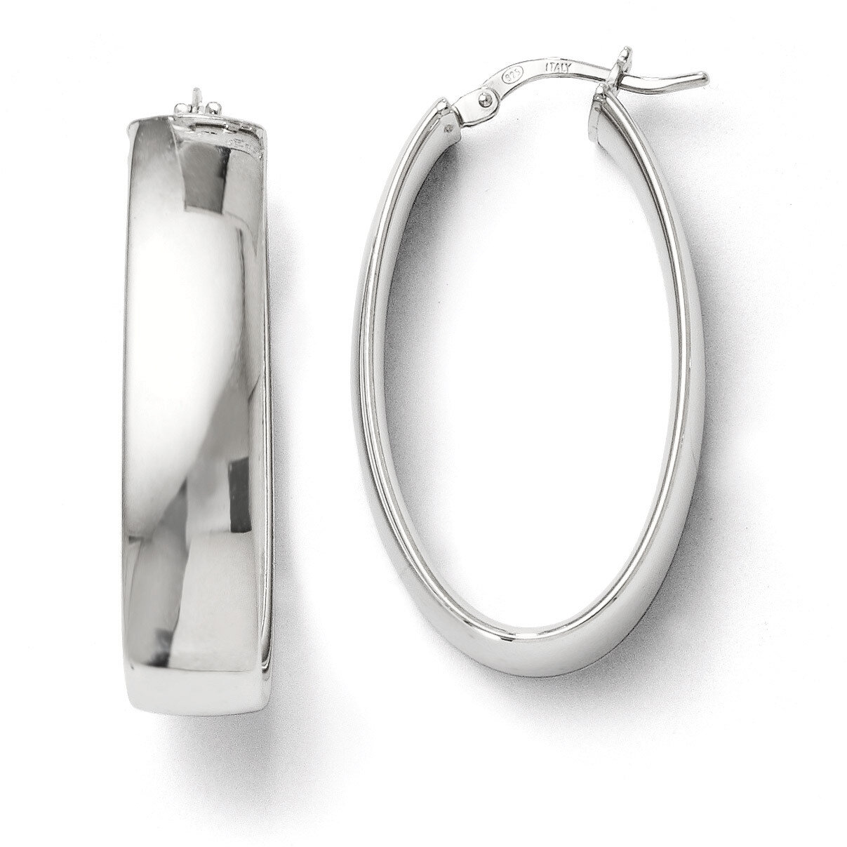 Polished Oval Hinged Hoop Earrings - Sterling Silver HB-QLE285