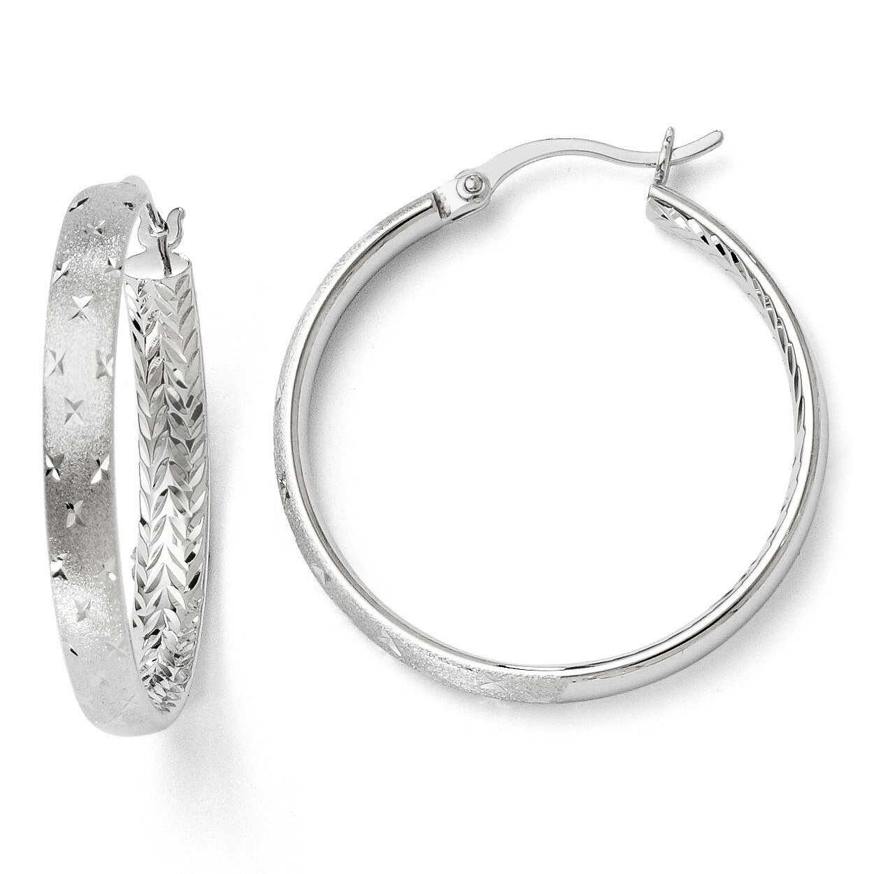 Leslie&#39;s Rhodium In/Out Diamond-cut Earrings - Sterling Silver HB-QLE293, MPN: QLE293, 886774286242