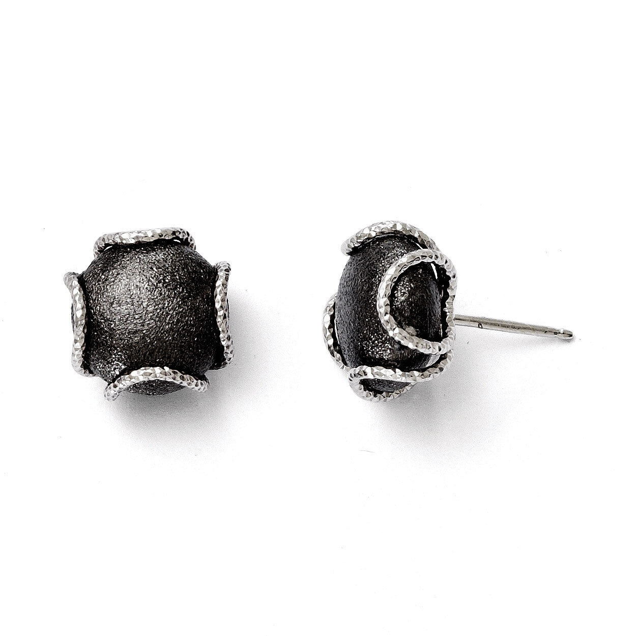 Leslie&#39;s Rhodium-plated Textured &amp; Laser-cut Post Earrings - Sterling Silver HB-QLE306, MPN: QLE306…