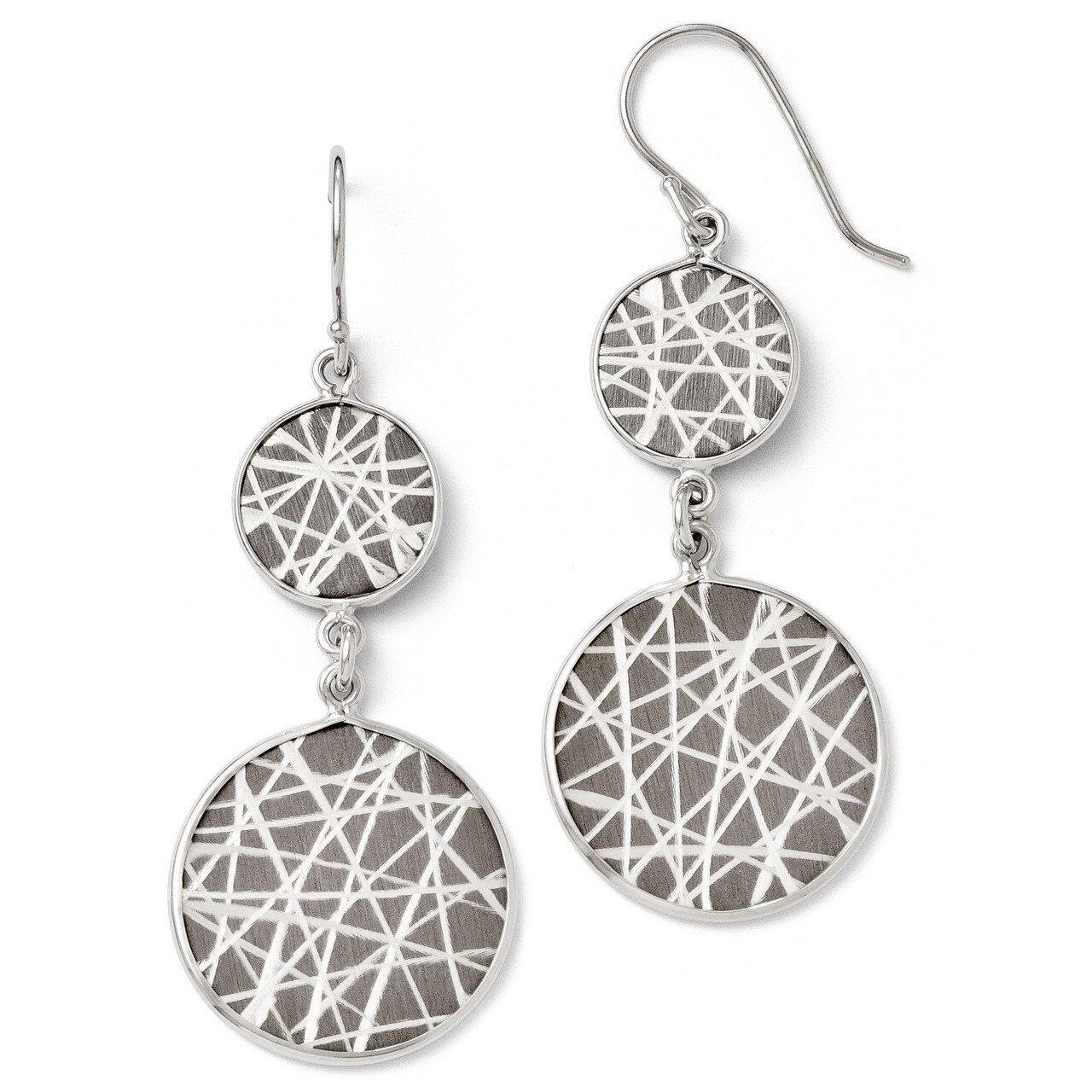 Leslie&#39;s Rhodium-plated Laser Design Shepherd Hook Earrings - Sterling Silver HB-QLE307, MPN: QLE30…