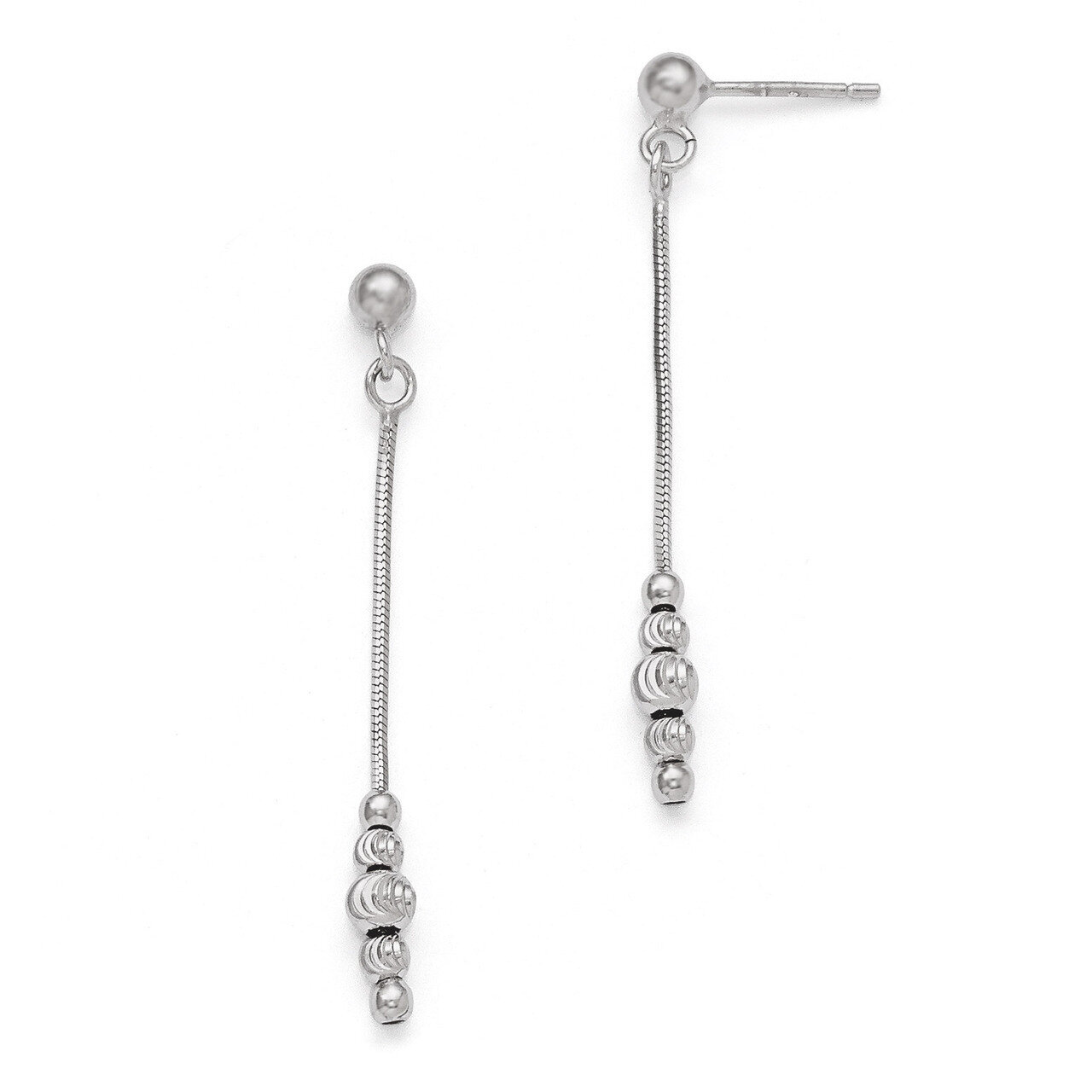 Polished & Diamond-cut Post Dangle Earrings - Sterling Silver HB-QLE371