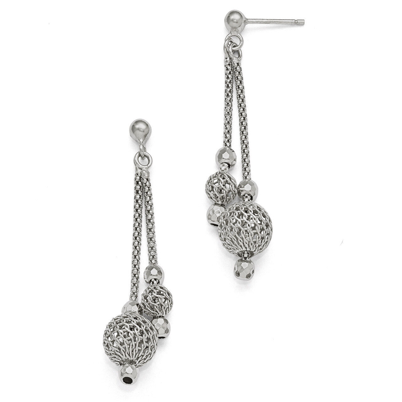 Leslie&#39;s Polished and Textured Post Dangle Earrings - Sterling Silver HB-QLE381, MPN: QLE381, 88677…