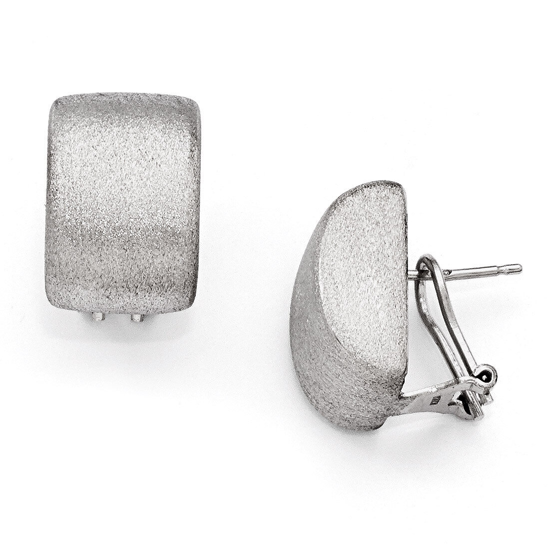 Brushed Omega Back Earrings - Sterling Silver HB-QLE420