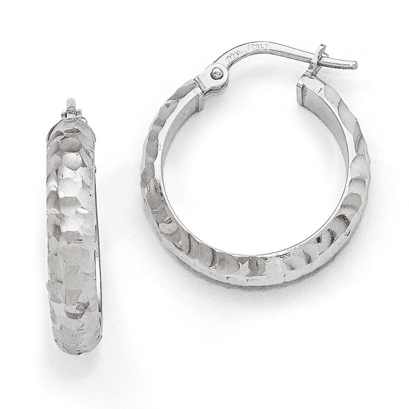 Leslie&#39;s Radiant Essence Rhodium-plated Hinged Hoop Earrings - Sterling Silver HB-QLE441, MPN: QLE4…