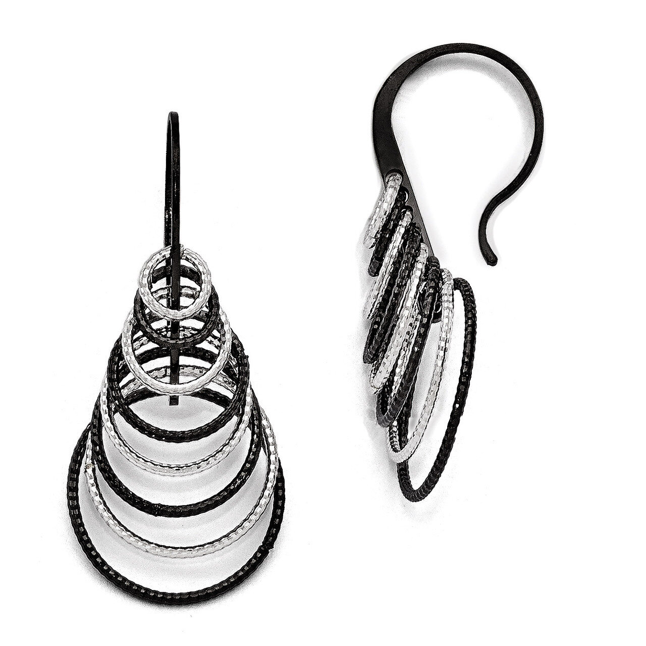 Rhodium-plated Laser Textured Earrings - Sterling Silver HB-QLE464