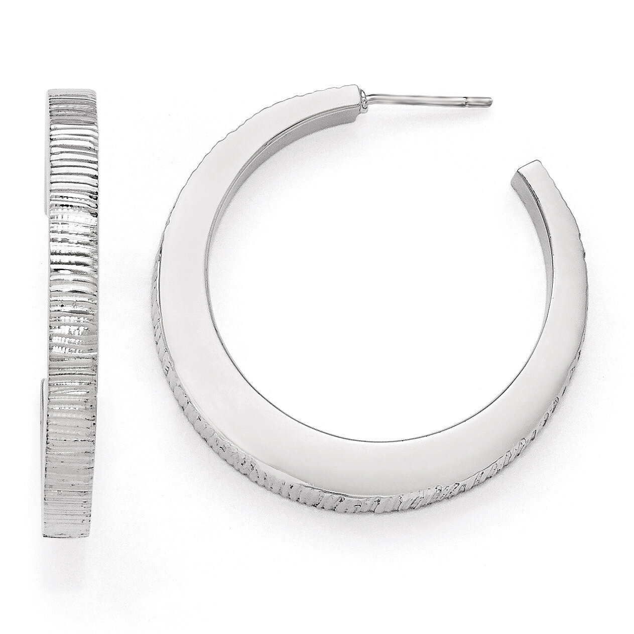 Leslie&#39;s Radiant Essence Rhodium-plated Post Hoop Earrings - Sterling Silver HB-QLE472, MPN: QLE472…