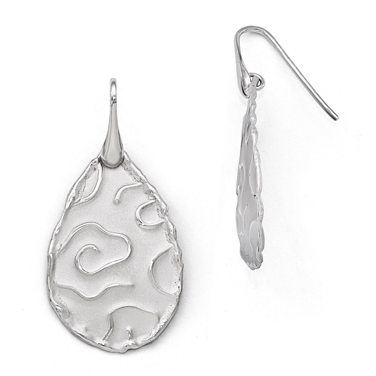 Rhodium-plated Satin Finish Dangle Earrings - Sterling Silver HB-QLE505