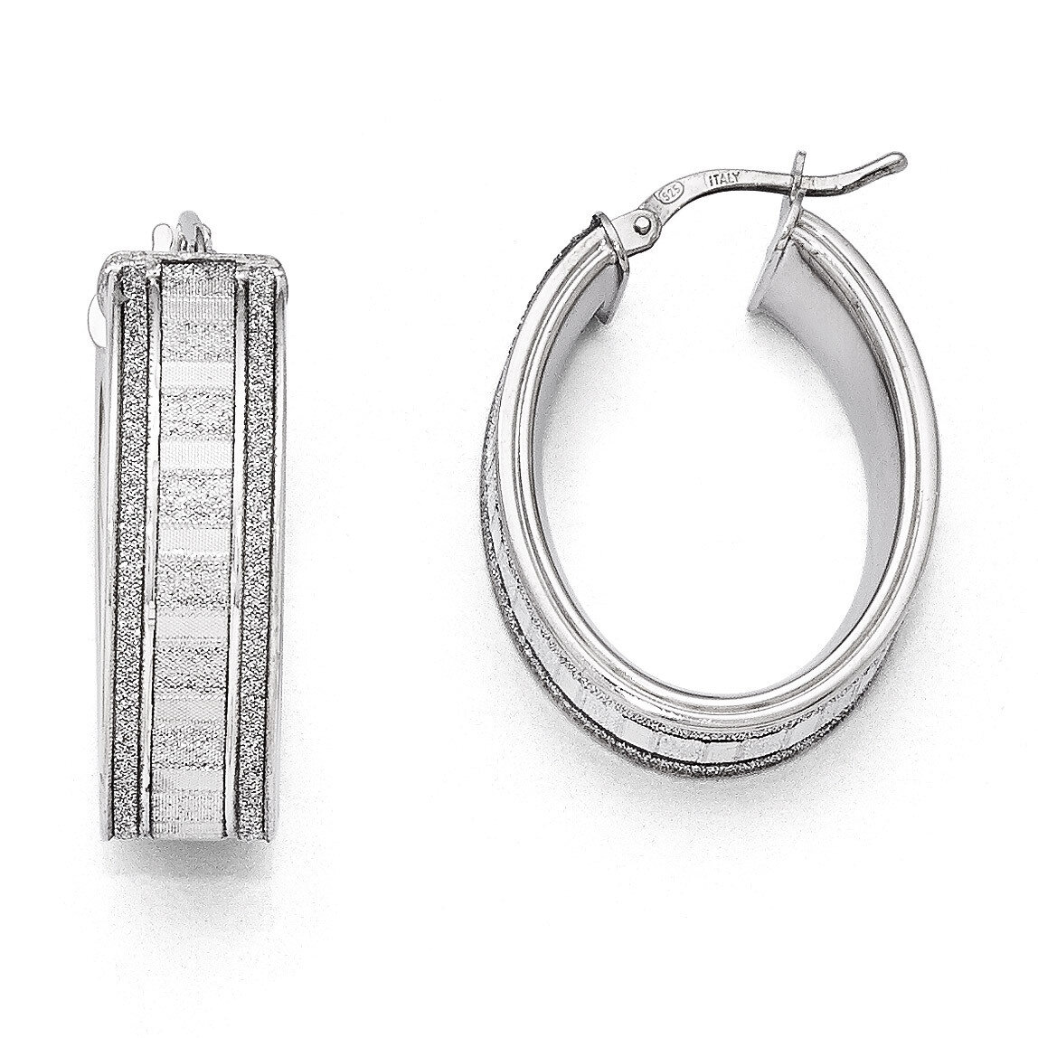 Leslie&#39;s Glimmer Infused Oval Hoop Earrings - Sterling Silver HB-QLE508, MPN: QLE508, 886774987095