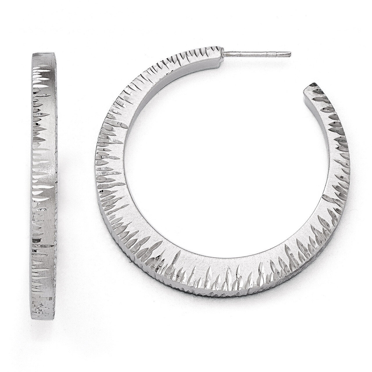 Radiant Essence Rhodium-plated Diamond-cut Earrings - Sterling Silver HB-QLE551