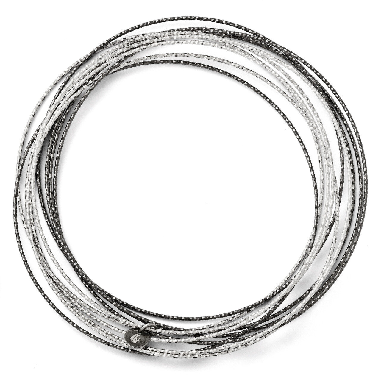 Leslie&#39;s Rhodium Plated Diamond-cut 10 layer Slip on Bangle - Sterling Silver HB-QLF111, MPN: QLF11…