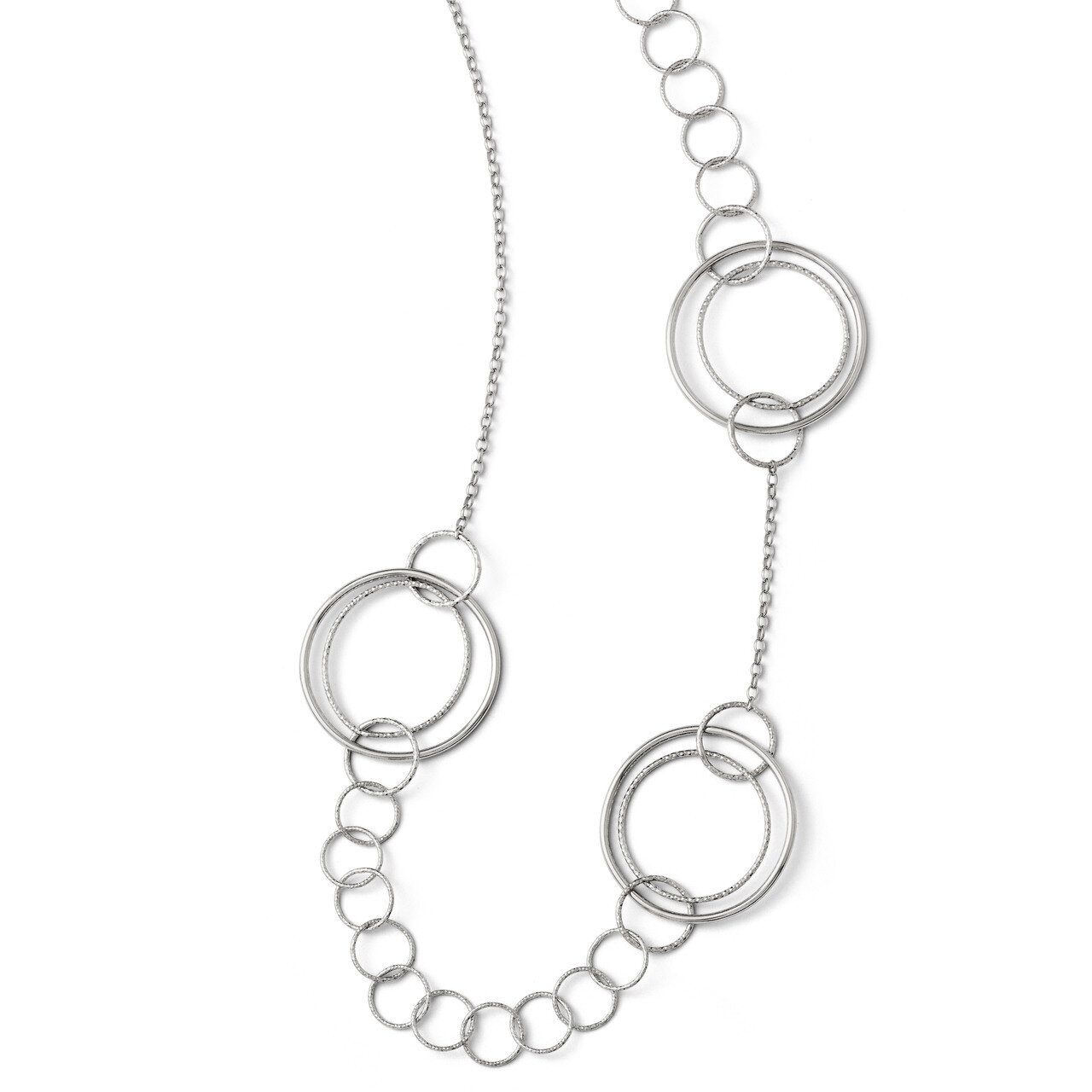 Polished and Textured Link Necklace - Sterling Silver HB-QLF122-26