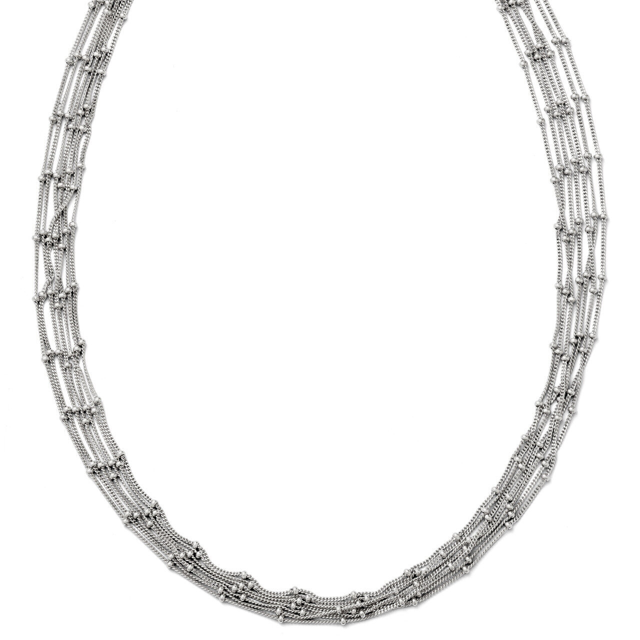 Seven Strand Beaded Necklace - Sterling Silver HB-QLF141-18