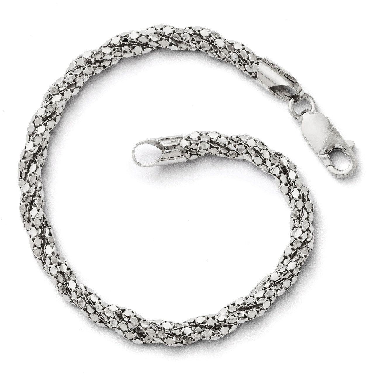 Polished Mesh Bracelet 7.5 Inch - Sterling Silver HB-QLF145-7.5