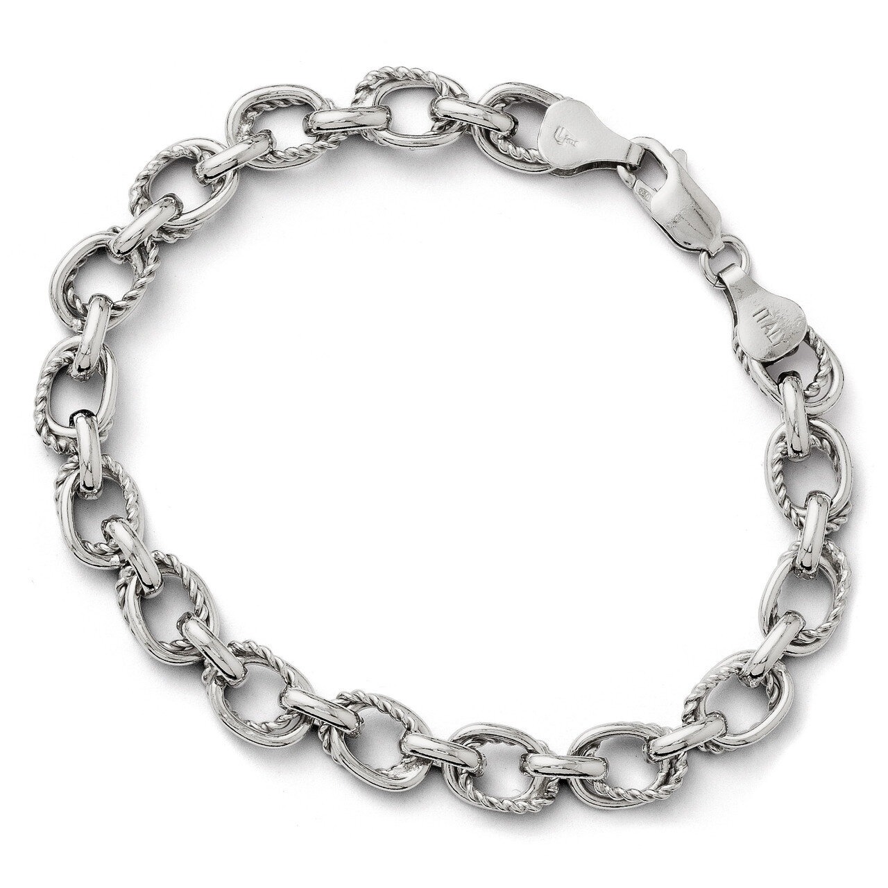 Leslie&#39;s Polished and Textured Link Bracelet 7.5 Inch - Sterling Silver HB-QLF147-7.5, MPN: QLF147-…