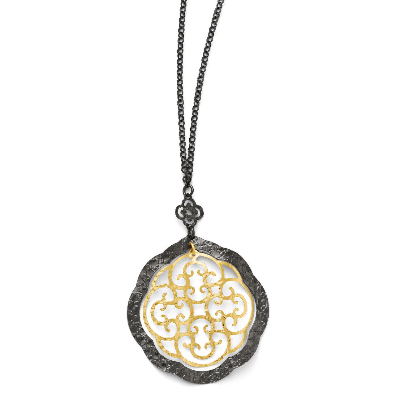 Leslie&#39;s Sterling Silver/Rhodium/Gold-tone 14k Flash Necklace - Sterling Silver HB-QLF149-18, MPN: …