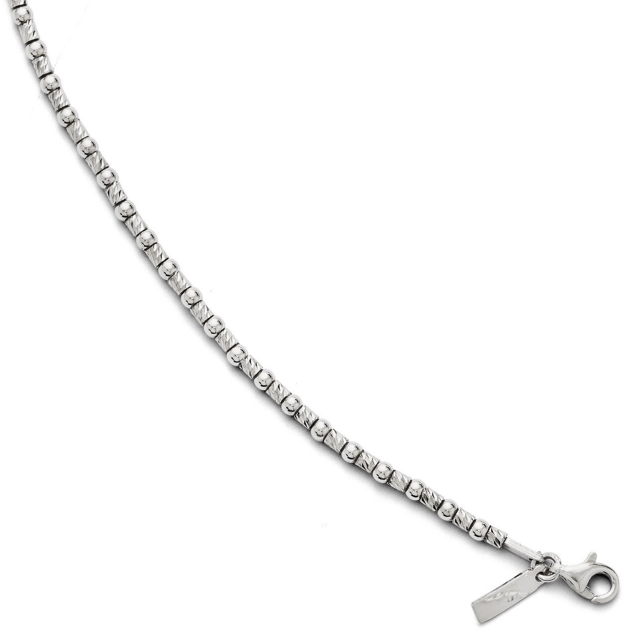 Leslie&#39;s Diamond-cut Beaded Bracelet with 1 Inch Extension 7.5 Inch - Sterling Silver HB-QLF169-7.5…