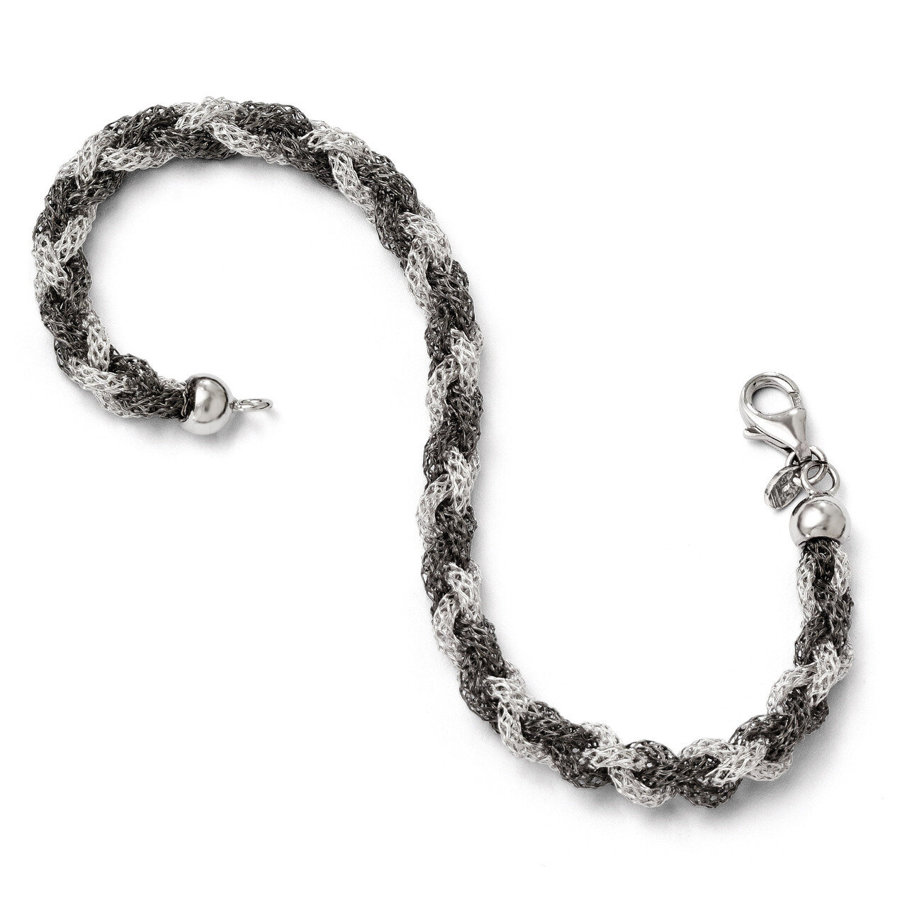 Leslie&#39;s Rhodium Twisted Mesh Bracelet 7 Inch - Sterling Silver HB-QLF194-7, MPN: QLF194-7, 1911012…